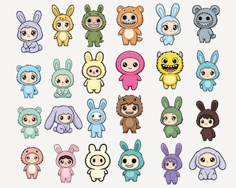 Labubu Character SVG Clipart Bundle | Monster Files, Labubu Designs PNG, Vector Digital File for Cricut, Labubu SVG (Digital Download)