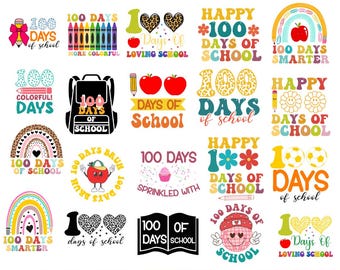 100 Days of School SVG Bundle, Teacher & Kids Shirt Designs, Bundle, I Crushed 100 Days Of School Png, 100 Days Smarter Png, Teacher PNG SVG