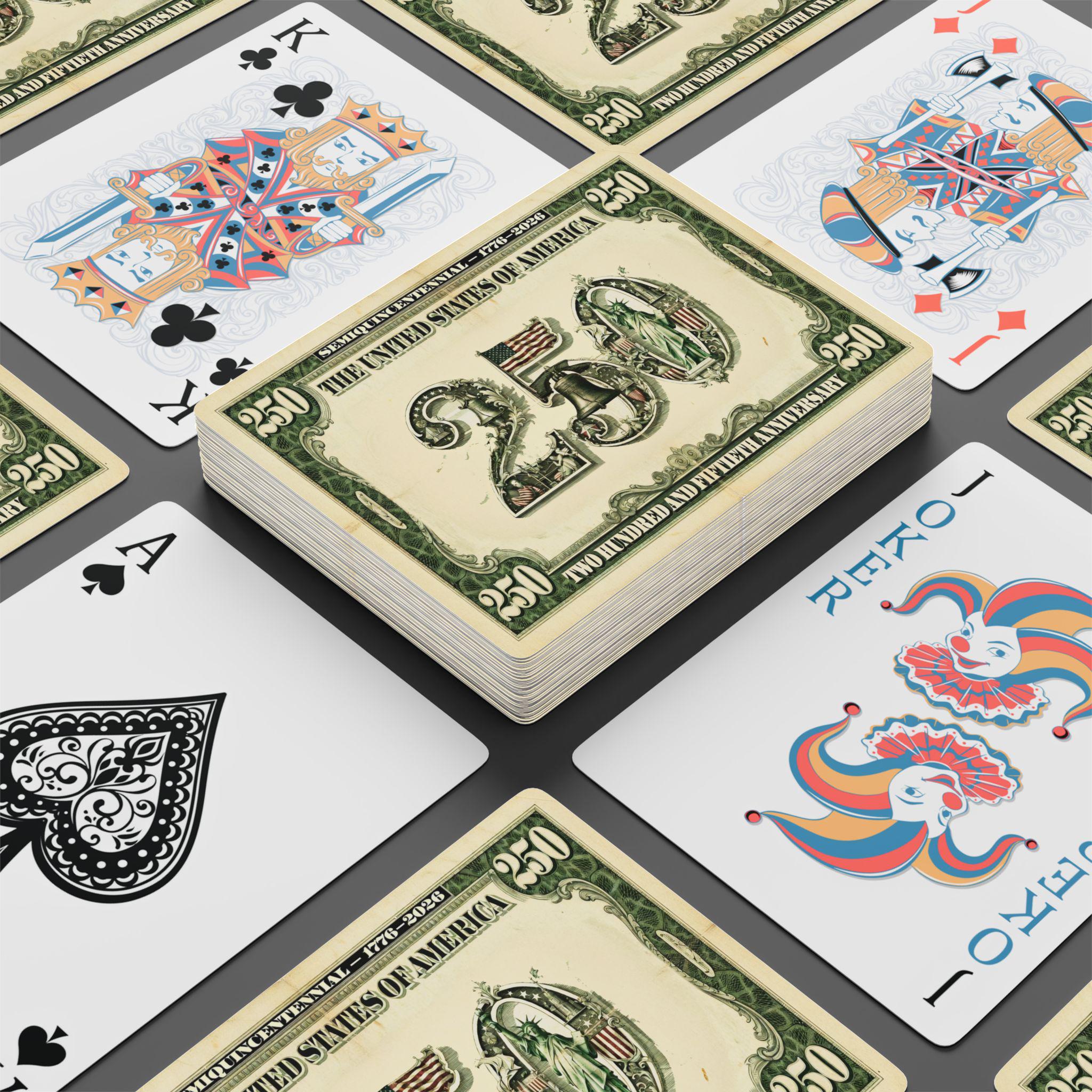 Commemorative 250th Anniversary Playing Cards – Novelty 250 Dollar