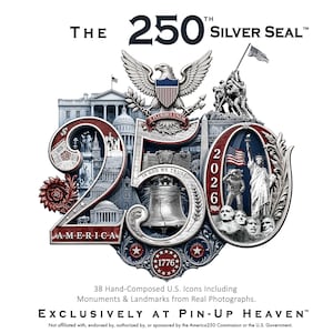 Servilletas patrióticas del 250 aniversario, diseño conmemorativo del 250 aniversario con sello plateado, paquete de 50 unidades. imagen 2