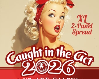 Pin-up vintage calendrier 2026 : prise en flagrant délit d'art mural XL rétro