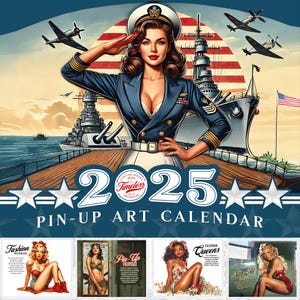 2025 Vintage PinUp Wall Calendar, Retro Pin-Up Girls, Pin-Up Artwork, Vintage Pinup Decor, PinUp Lover&#39;s Gift, Pinup History Old Fashion Fun