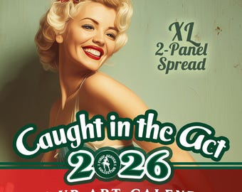 Pin-up vintage calendrier 2026 : prise en flagrant délit d'art mural XL rétro