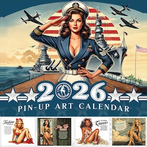 2026 Pin-Up Calendar: Salute USA - Retro Military Man Cave Decor