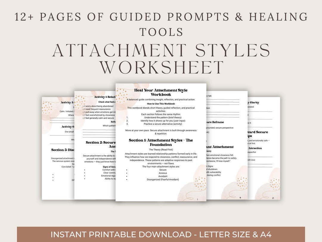 Attachment Styles Healing Workbook, Secure Relationships (PDF Pattern ...