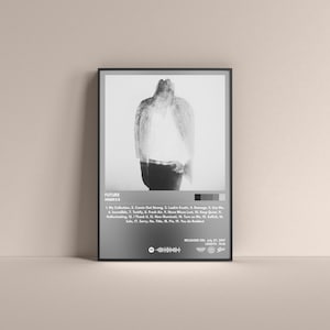 May include: A framed poster with a black and white abstract image. The poster includes the text "FUTURE HNDXXX" and a tracklist. Released July 27, 2017. The poster is displayed on a neutral background.