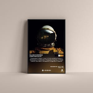 May include: A black and white album cover with a photo of an astronaut wearing a helmet. The album is titled "Falling in Reverse" and the subtitle is "Coming Home (Deluxe)". The album was released on April 7, 2007.