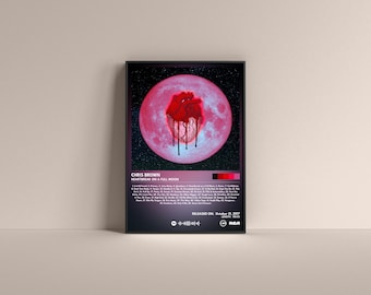 Plakat albumu Chrisa Browna „Heartbreak on a Full Moon” (wersja cyfrowa lub bez ramki)