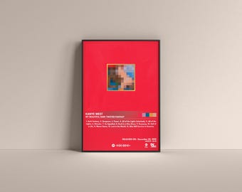 Plakat albumu Kanye Westa „My Beautiful Dark Twisted Fantasy”, wydruk artystyczny (cyfrowy lub matowy)