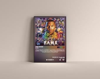 Plakat z albumu Chrisa Browna F.A.M.E., grafika ścienna z muzyką (cyfrowa lub bez ramki)