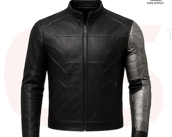 Leren jack Bucky Barnes: wintersoldaat-cosplay, handgemaakte motoruitloper