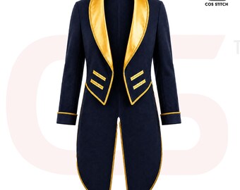 Navy Wool Tailcoat: Beast Inspired Victorian Prince Cosplay Jacket