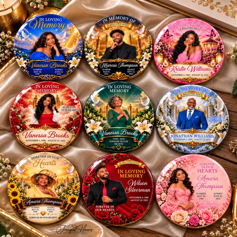15 in Loving Memory Pin Button Templates, Memorial Pins Canva Editable ...