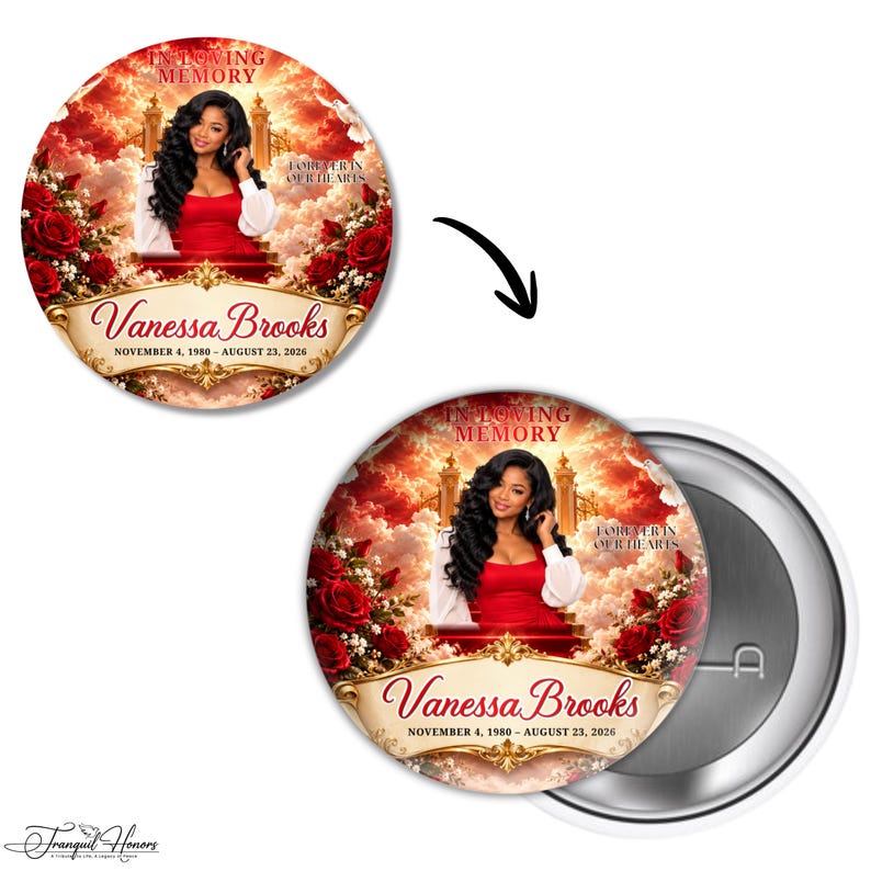 15 in Loving Memory Pin Button Templates, Memorial Pins Canva Editable ...