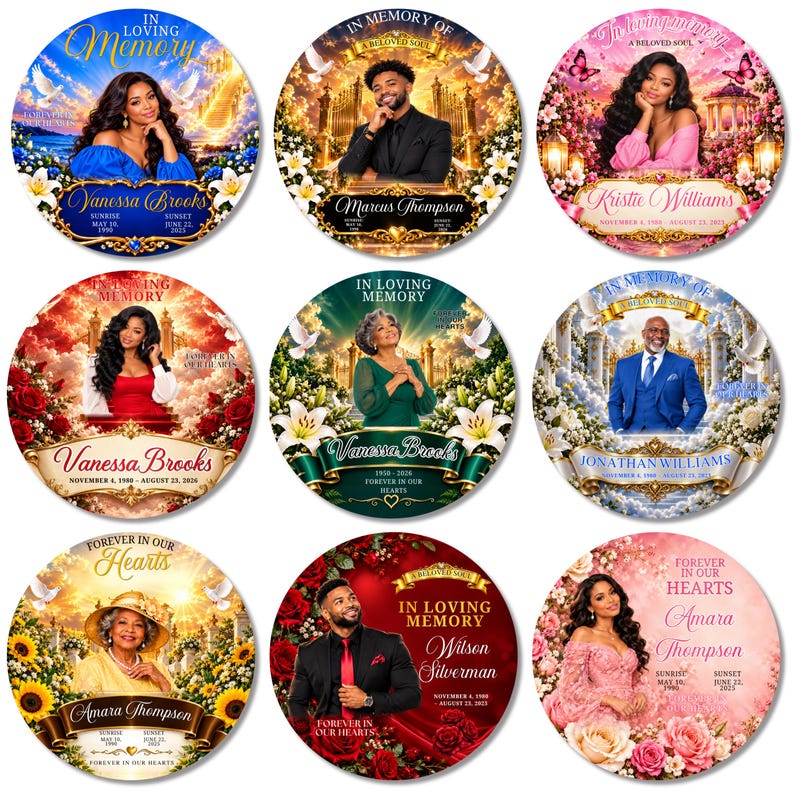 15 in Loving Memory Pin Button Templates, Memorial Pins Canva Editable ...