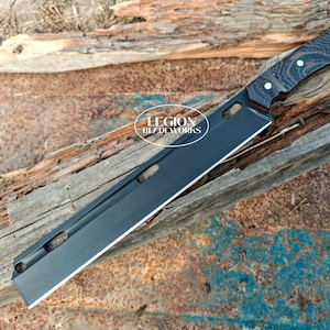 Viking Seax Style Custom Made 6150 High Carbon Steel Hunting Camping Bushcraft Machete Survival Short Sword, Knife With Leather Sheath