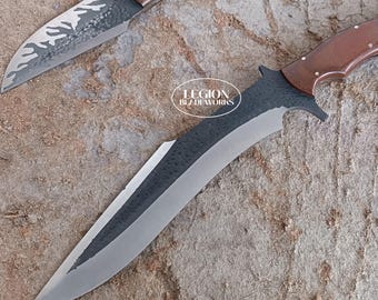 Handcrafted High Carbon Steel Machete Knife, Full Tang, Leather Sheath