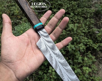 Chef Knife Mosaic Damascus Steel, Handmade Japanese Style Kitchen BBQ Knife