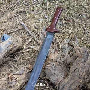 Japanese Modern Wakizashi Style Custom Made 6150 High Carbon Steel Full Tang Fixed Tanto Machete Knife, Short Sword With Sheath
