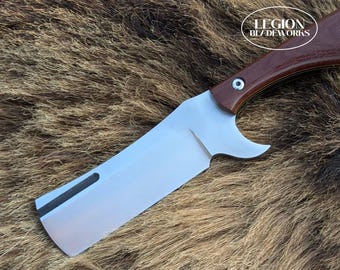 Handmade D2 Steel Bull Cutter Knife: Micarta Handle, Leather Sheath