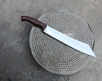 Custom 6150 High Carbon Steel Machete Knife, Leather Sheath