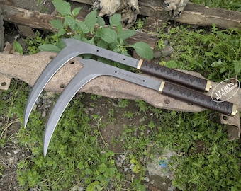 Kusarigama Sickle, Japanese Farmer Sword, Anime Ninja Sword, Cosplay Gift, Stonewashed With Sheath