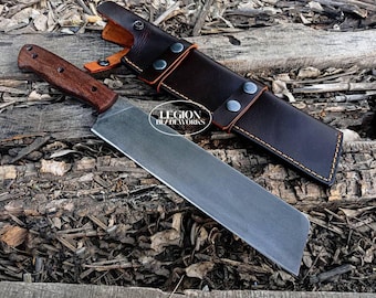 Custom 6150 High Carbon Steel Machete Knife Outdoor Hunting Camping Bushcraft Viking Seax Inspired With Leather Sheath