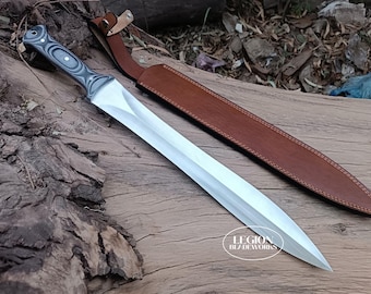 Handmade High Carbon Steel Gladiator Short Sword with Leather Sheath