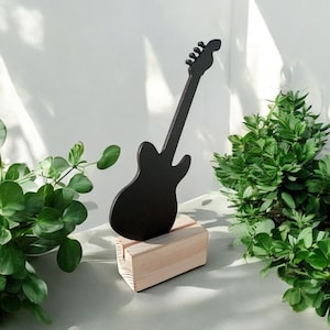 Electric Guitar Wooden Shelf Decor: Rock Music Gift