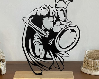 Laser Cut Metal Spartan Warrior Sculpture: Gladiator Table Art