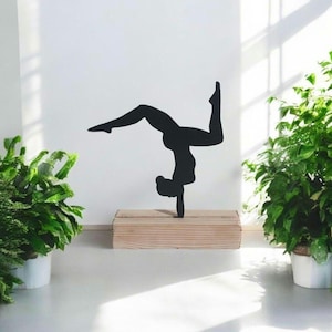 Gymnastics Sculpture, Handstand  Decor, Artistic Gymnast Gift, Sports Desk Art, Wooden Athlete Figure, Table Top Statue, Yoga Silhouette
