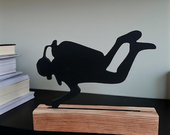 Decoración de estante de madera para buceo: Estatua de mesa de buzo