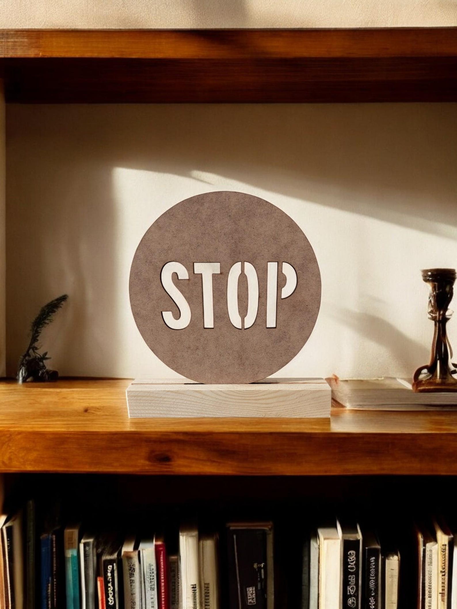 STOP Sign Wooden Decor: Minimalist Traffic Symbol Art - Etsy