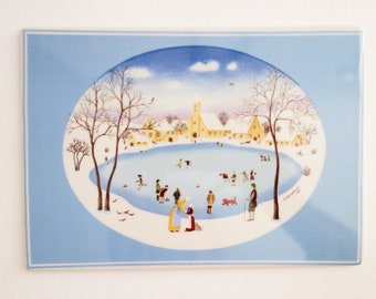 VILLEROY AND BOCH Vilbo Card A 49 A49 Langhammer ~ Germany ~ Porcelain Postcard - Iceskating - Iceskaters - Ice Skating - Winter Scene