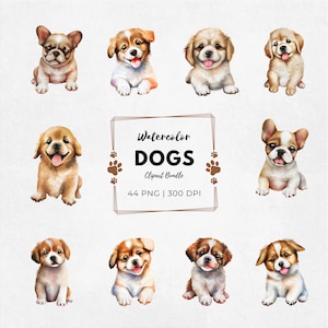 Watch Dog Breed Clipart Pack | Watercolor Dog PNG Set | Pet Digital Download