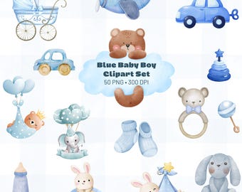 Baby Shower Boy Clipart Set – 50 PNG