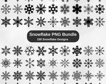 PNG-bundel sneeuwvlok 150 ontwerpen, clipart wintersneeuwvlok, png-bestanden met hoge resolutie