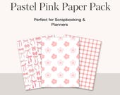 Pink Bows & Flowers Digital Paper Pack: Seamless Scrapbook Patterns (JPG, 12x12 inches)
