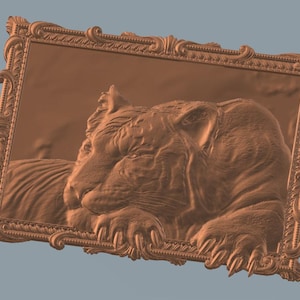 Arte mural con marco de tigre / Archivo STL 3D para impresión CNC, láser y 3D / Descarga digital