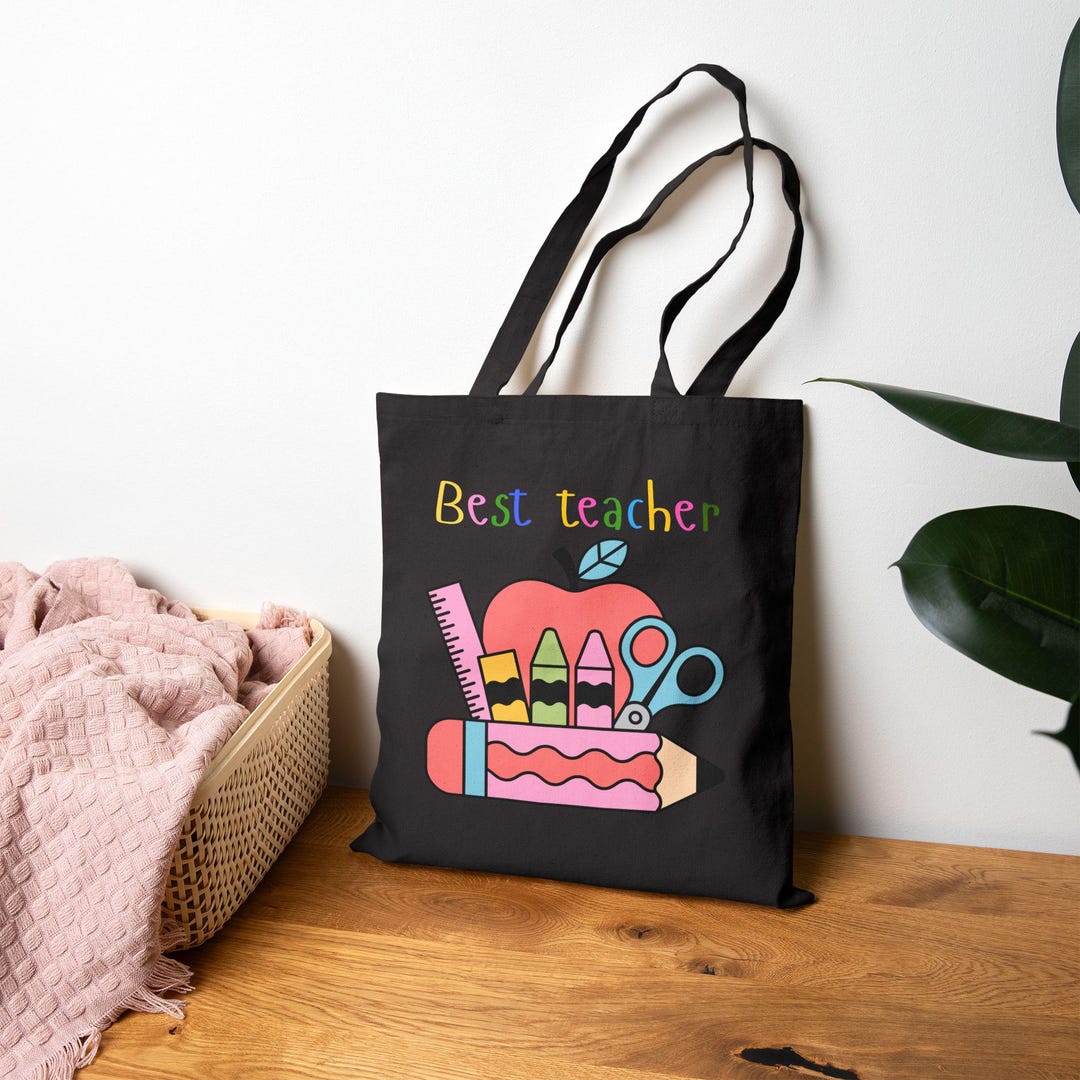 Best Teacher Canvas Tote Bag, Teacher Appreciation Tote, Cotton Canvas ...