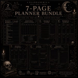 Gotiskt digitalt planerarpaket | Dark Academia, Celestial, Vintage-stil (digital nedladdning)