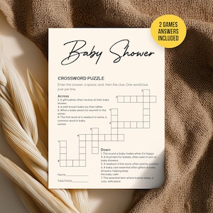 Baby Shower Crossword Puzzle Printable Games Baby Shower Party Entertainment Sip & Solve Baby Crossword Game baby shower activity baby buzzw