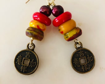Chinese Coin Earrings