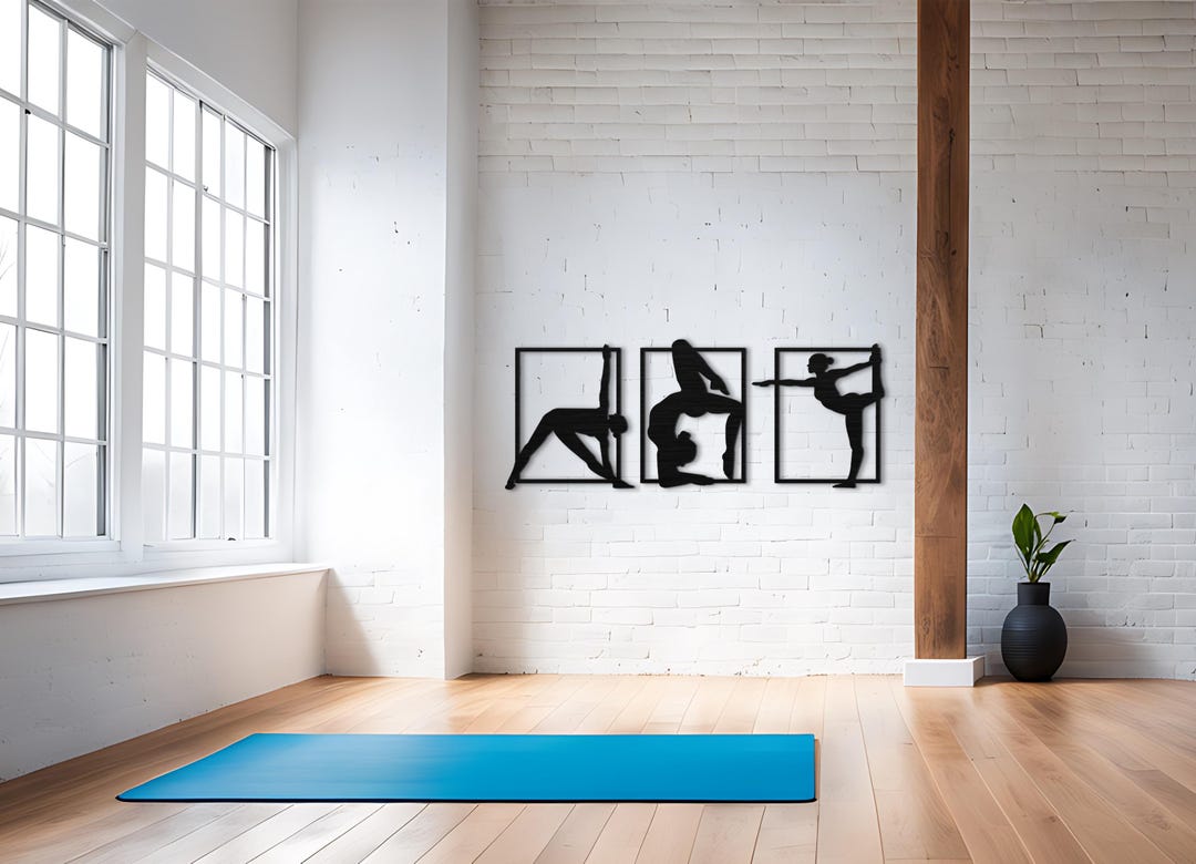 Metal Yoga Wall Art - Set of 3 | Yoga & Pilates Studio Decor ...