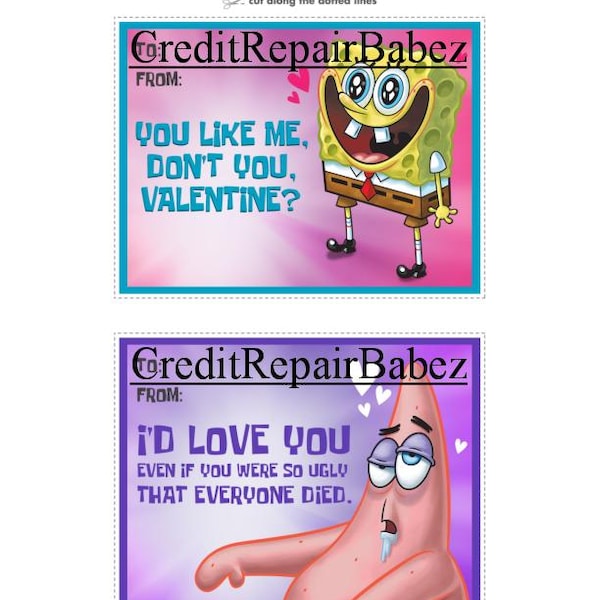 Spongebob Valentine Day Card - Etsy
