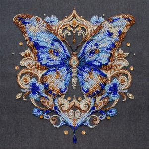 Bead Embroidery Kit Elegant Butterfly, Abris Art DIY, Embroidery Pattern, Gift for Her, Insect Embroidery, DIY Beaded Butterfly pattern