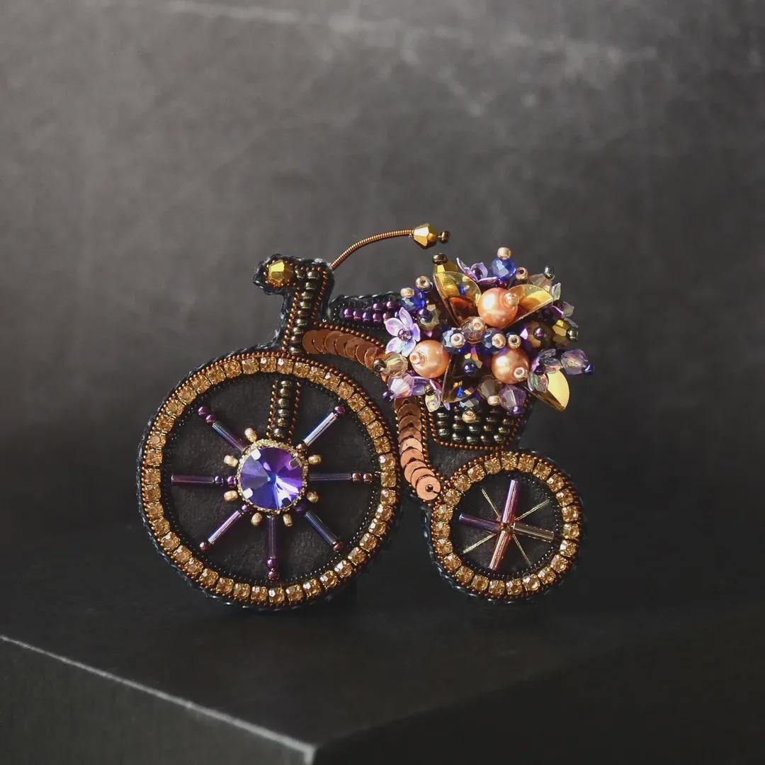 DIY Jewelry Making Kit - Seed Beaded Brooch Vintage Bike - Bead ...