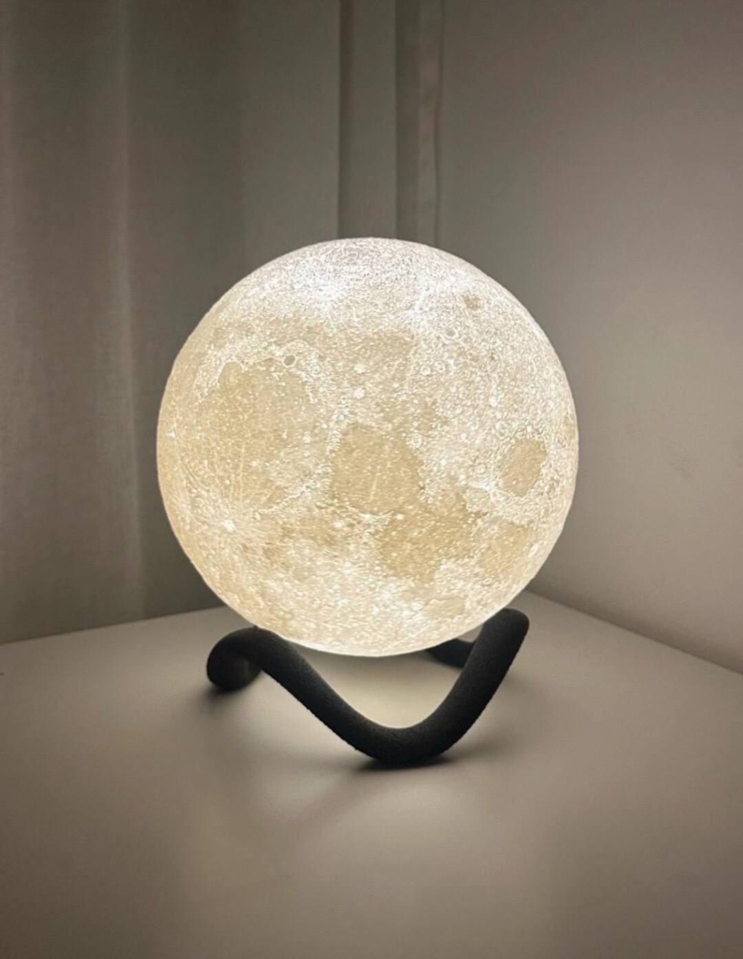 Moon Lamp STL File 3D Printable Lunar Lamp Realistic Moon Night