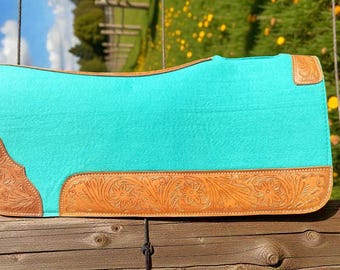 Saddle Pad Wool Felt Western Saddle Pad For Horse Saddle , Teal Colour Size 32x32 inches
