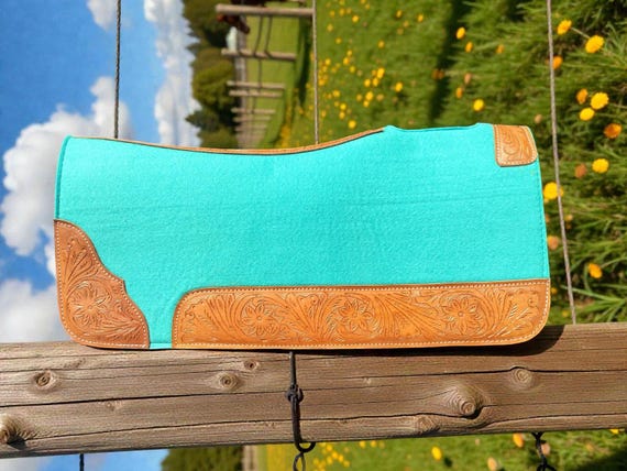Saddle Pad Wool Felt Western Saddle Pad For Horse Saddle , Teal Colour Size 32x32 inches